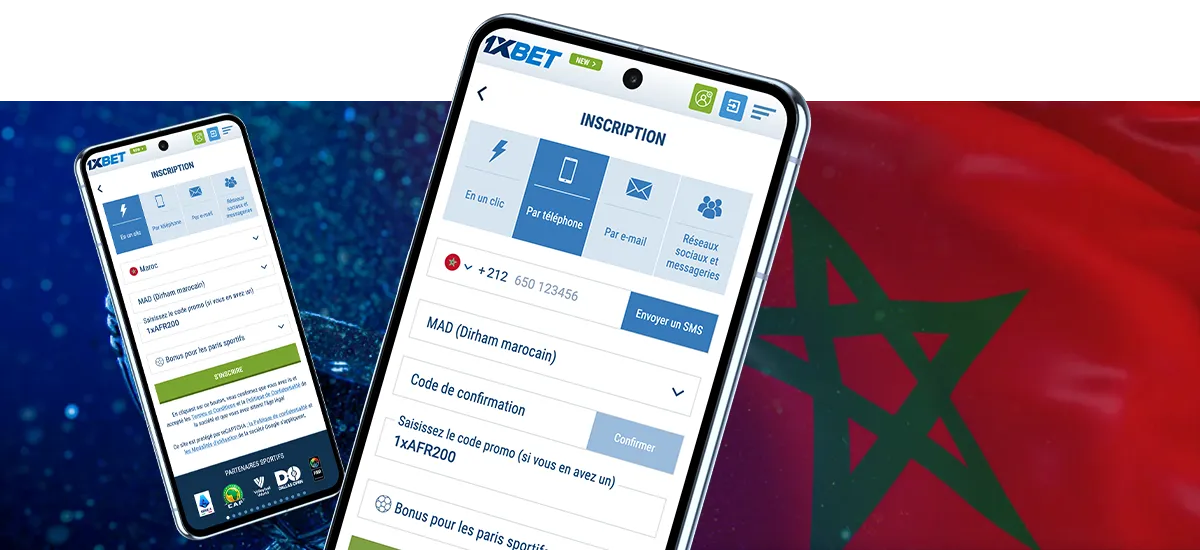 L’inscription sur 1xBet Maroc